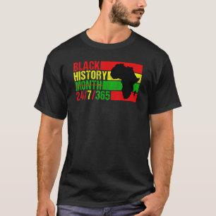 黒人歴史月247365黒プライド男性女性 Tシャツ