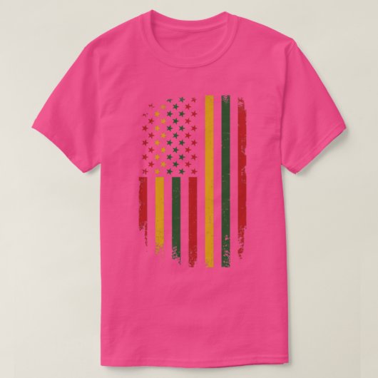 黒人歴史自由民主国のためのアメリカ国旗 Tシャツ (デザイン正面)