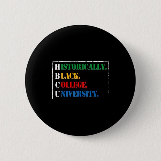 黒人歴史+HBCU+歴史的黒人大学 缶バッジ (正面)