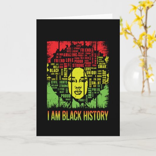 黒人歴月黒人女性アフロ カード (黄色い花)