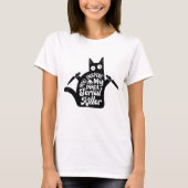 黒人殺おもしろい人猫ハロウィーンおもしろいパーティー Tシャツ (正面)