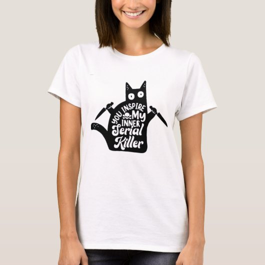黒人殺おもしろい人猫ハロウィーンおもしろいパーティー Tシャツ (正面)