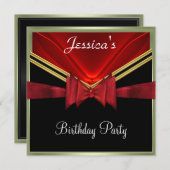 黒人気がある赤パーティの招待状 招待状 (正面/裏面)