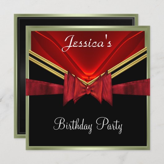 黒人気がある赤パーティの招待状 招待状 (正面/裏面)