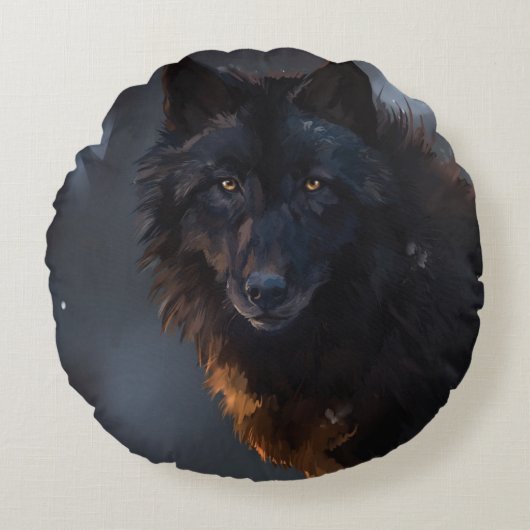 黒人狼 ラウンドクッション (正面)