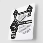 黒人生活問題ストップ人種差別クラシック白 スクエア壁時計 (傾斜)