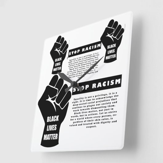 黒人生活問題ストップ人種差別クラシック白 スクエア壁時計 (傾斜)