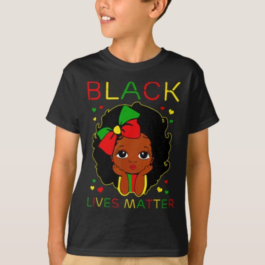 黒人生活問題リトルメラニンプリンセスブラック Tシャツ (正面)