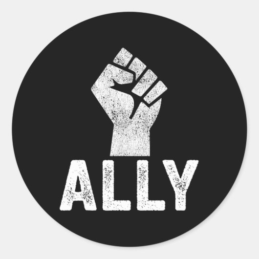 黒人生活問題Ally Fist Blm Support ラウンドシール (正面)