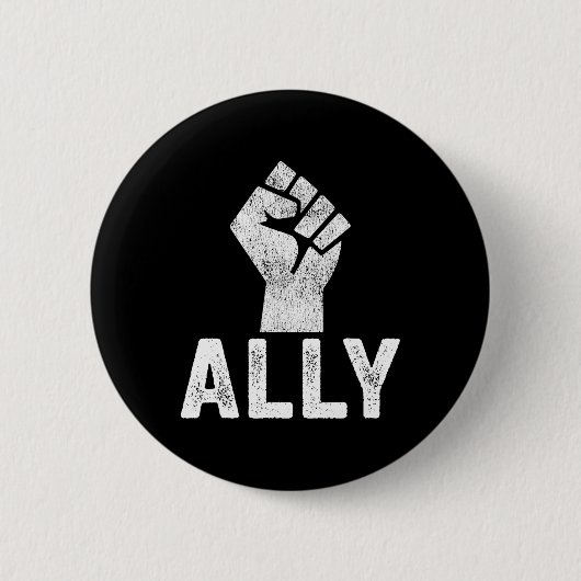 黒人生活問題Ally Fist Blm Support 缶バッジ (正面)