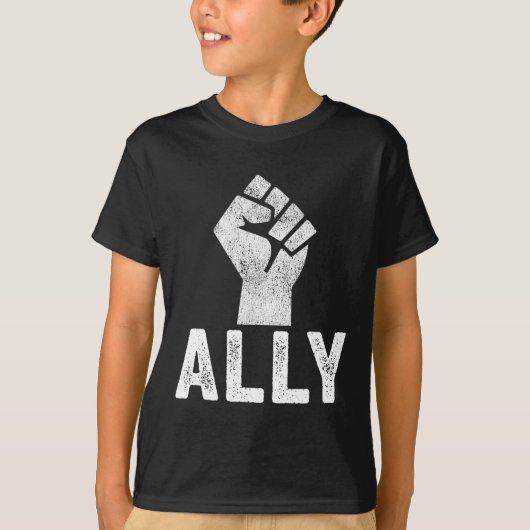 黒人生活問題Ally Fist Blm Support Tシャツ (正面)