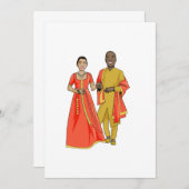 黒人男性とインド人女性の結婚式の招待状 招待状 (正面/裏面)