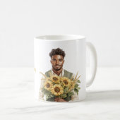 黒人男性のひまわり コーヒーマグカップ (正面右)