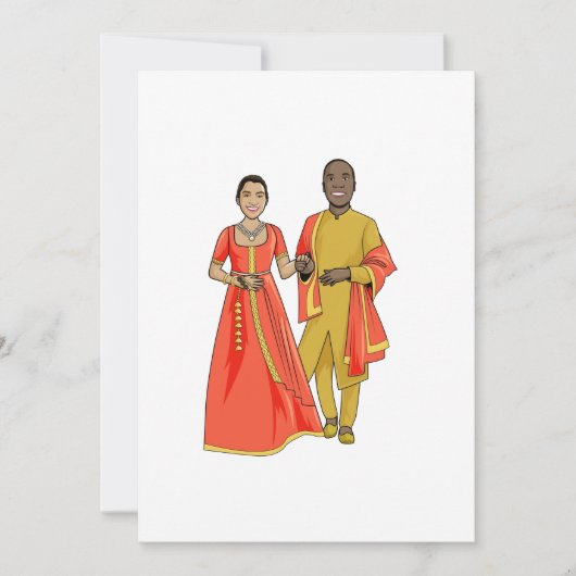 黒人男性インディアン女結婚のカード 招待状 (正面)