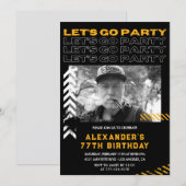 黒人男性 パーティしよう 77歳の誕生日 招待状 (正面/裏面)
