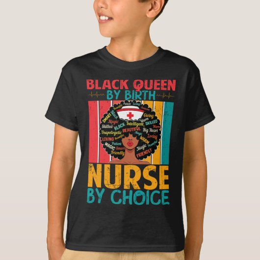 黒人看護師 洗練された美しいメラニン Tシャツ (正面)
