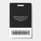 黒人社員 – 写真、バーコード、大きなロゴ、名前 バッジ (裏面)