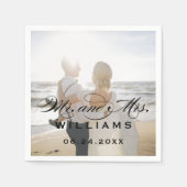 黒人脚本エレガントの写結婚真 スタンダードカクテルナプキン (正面)