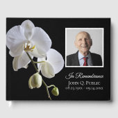 黒人葬儀記念写真に白い蘭 ゲストブック (正面)