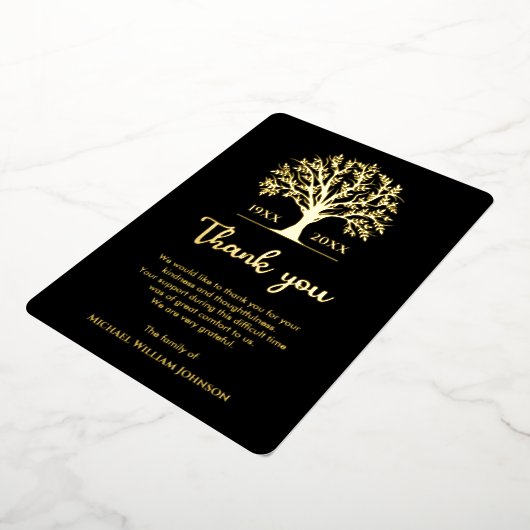 黒人葬祭記念樹と金ゴールド 箔招待状 (回転した状態)