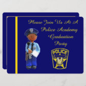 黒人警察学院卒業パーティー招待状 招待状 (正面/裏面)