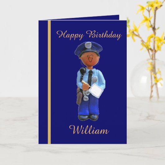 黒人警察官誕生日カード カード (黄色い花)