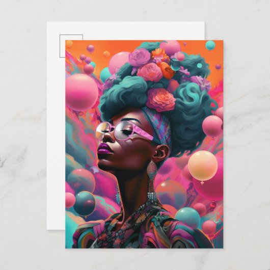 黒人超現実モダンポップ・アートのファンタジー ポストカード (正面/裏面)