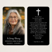 黒人追悼詩悔やみや弔慰葬儀祈りの言葉カード (正面&裏面)