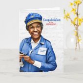 黒人郵便配達員引退 カード (黄色い花)