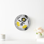 黒人金ゴールドチームがサッカーの色ストライプ彩を色分けする ラウンド壁時計 (ホーム)