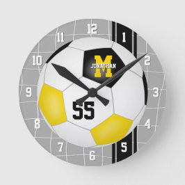黒人金ゴールドチームがサッカーの色ストライプ彩を色分けする ラウンド壁時計