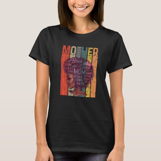 黒人頭が切れる母アフロ・アフリカ系アメリカ人マザーズ・デイ  Tシャツ (正面)