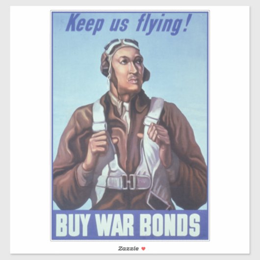 黒人飛行士:米国第2次世界大戦軍隊戦闘サービス シール (シート)