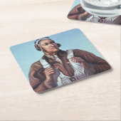 黒人飛行士:米国第2次世界大戦軍隊戦闘サービス スクエアペーパーコースター (アングル)