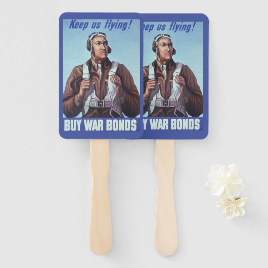 黒人飛行士：米国第2次世界大戦軍隊戦闘サービス ハンドファン (正面&裏面)