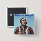 黒人飛行士：米国第2次世界大戦軍隊戦闘サービス 缶バッジ (正面&裏面)