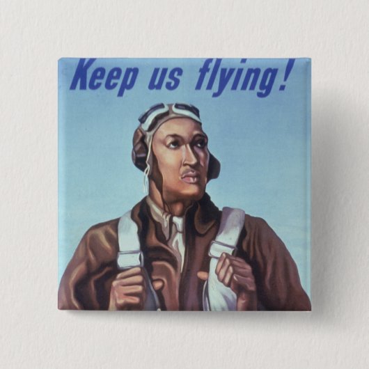黒人飛行士：米国第2次世界大戦軍隊戦闘サービス 缶バッジ (正面)