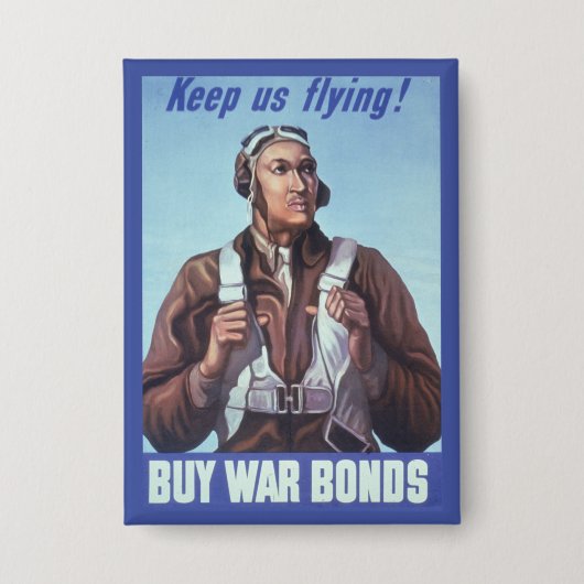 黒人飛行士：米国第2次世界大戦軍隊戦闘サービス 缶バッジ (正面)