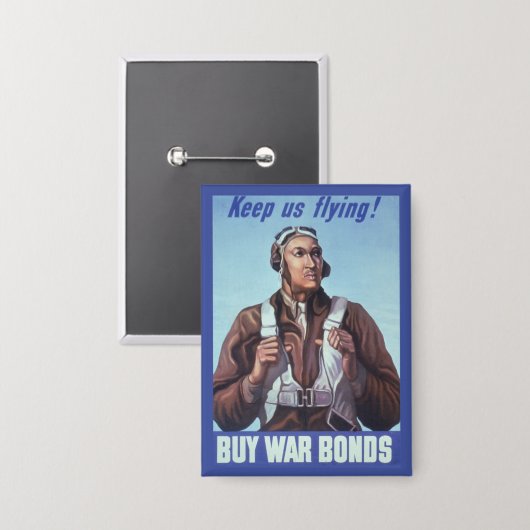 黒人飛行士：米国第2次世界大戦軍隊戦闘サービス 缶バッジ (正面/裏面)