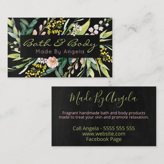 黒付き開花手作りスパ浴及び体 名刺 (正面/裏面)