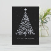 黒企業のエレガント雪フレークのクリスマスツリー シーズンカード (スタンド正面)