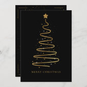 黒企業の金ゴールドエレガントメリークリスマスツリー シーズンカード (正面/裏面)