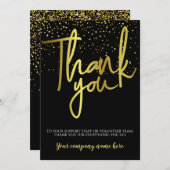 黒企業の金ゴールドタイポグラフィありがとう サンキューカード (正面/裏面)
