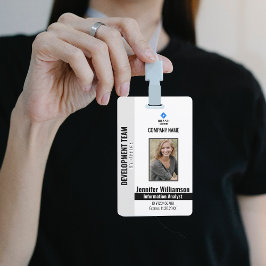 黒企業セキュリティQRコード従業員の写真ID バッジ