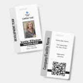 黒企業セキュリティQRコード従業員の写真ID バッジ (表裏)