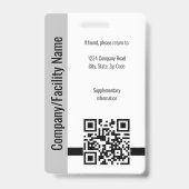 黒企業セキュリティQRコード従業員の写真ID バッジ (裏面)