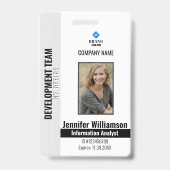 黒企業セキュリティQRコード従業員の写真ID バッジ (表面)