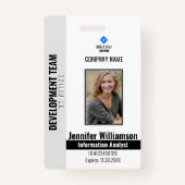 黒企業セキュリティQRコード従業員の写真ID バッジ (正面)