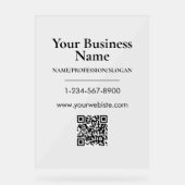 黒会社名ストアフロントQRコード連絡情報 アクリルサイン (正面)