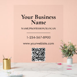 黒会社名ストアフロントQRコード連絡情報 アクリルサイン